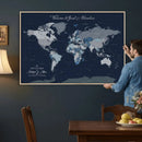 Framed Personalized World Map Custom Travel Memory Gift
