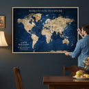 Custom Push Pin World Map Personalized Travel Tracker Canvas
