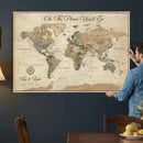 Custom Push Pin World Map Print – Personalized Canvas Wall