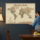 Custom Push Pin World Map Print – Personalized Canvas Wall