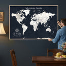 Custom World Map Wall Art Canvas Print – Personalized Push