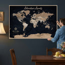Personalized Blue World Map Canvas – Custom Framed Push Pin