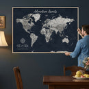Personalized World Map Canvas – Custom Framed Push Pin
