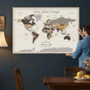 Personalized Travel Tracker Map with Pins Framed Large for by MyGreatCanvas | Canvas Wall Art Prints | Photo Prints & Wall Decor