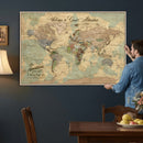 Personalized World Map Canvas – Custom Framed Push Pin