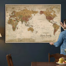 Personalized World Map Canvas Print – Framed Push Pin Travel