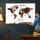 Personalized Vintage World Map Canvas – Custom Framed Push