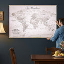 Personalized Vintage World Map Canvas Print – Custom Push