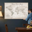 Personalized World Map Canvas Print – Custom Push Pin Travel