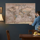 Custom Push Pin World Map Wall Art Canvas Print –