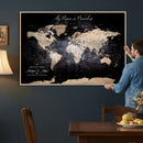 Personalize World Map Push Pin Wall Canvas Print –