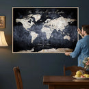 Custom Push Pin World Map Wall Canvas Print – Personalized