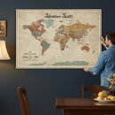 Push Pin Customize World Map Wall Canvas Print –