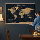 Personalized Family Travel Map Canvas – Custom Framed Push by MyGreatCanvas | Canvas Wall Art Prints | Photo Prints & Wall Decor