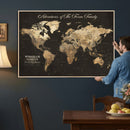 Personalized Push Pin World Map Canvas – Custom Framed
