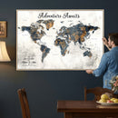 Custom Push Pin World Map Wall Art Canvas Print –