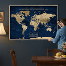 Personalized Framed Travel Tracker Map – Custom World Canvas