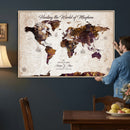 Personalized Push Pin World Map Canvas – Custom Framed