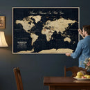 Personalized Push Pin World Map Canvas – Custom Framed