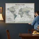 Personalized Push Pin World Map Canvas – Custom Framed