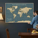 Personalized Push Pin World Map Canvas – Custom Framed