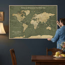 Personalized Push Pin World Map Canvas – Custom Framed