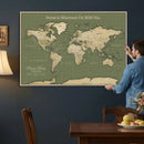 Personalized Push Pin World Map Canvas – Custom Framed