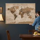 Personalized Push Pin World Map Canvas – Custom Framed