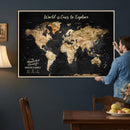 Framed Personalized Push Pin World Map – Custom Travel