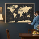 Personalized World Map Wall Art Canvas Print – Custom Push