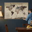 Customize Push Pin World Map Wall Art Canvas Print –
