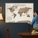 Personalized World Map Wall Art Canvas Print – Custom Push