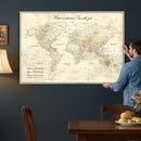 Personalized Push Pin World Map Canvas Print – Custom