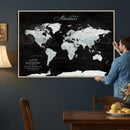Custom Push Pin World Map Wall Art Canvas Print – Custom
