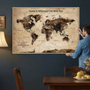 Personalized Framed World Map Wall Art Canvas Print – Custom