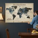 Personalize World Map Canvas Wall Art – Custom Framed Push