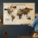 Vintage Custom World Map Canvas Wall Art – Custom Framed