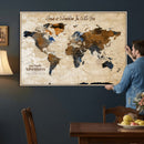 Vintage Custom World Map Canvas Wall Art – Custom Framed
