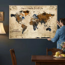 Personalized World Map Canvas Wall Art – Custom Framed Push
