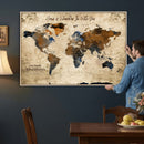 Personalized World Map Canvas Wall Art – Custom Framed Push