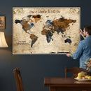 Personalized World Map Canvas Wall Art – Custom Framed Push