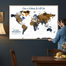 Personalize World Map Canvas Wall Art – Framed Custom Push