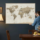Detailed World Map Wall Art Canvas Print by MyGreatCanvas | Canvas Wall Art Prints | Photo Prints & Wall Decor