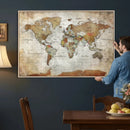 World Map Wall Art Canvas Print, Modern Decorative Framed Map Artwork Prints for Living Room, Office, Bedroom Wall Decor by MyGreatCanvas | Canvas Wall Art Prints | Photo Prints & Wall Decor