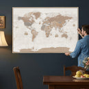 Framed Large World Map Canvas Print for Office Decor