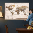 World Map Canvas Print – Framed Travel Map Wall Art for