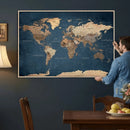 Navy Blue World Map Canvas Print – Framed Travel Map Wall by MyGreatCanvas | Canvas Wall Art Prints | Photo Prints & Wall Decor