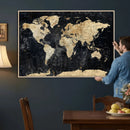 Framed Large World Map Wall Art Canvas Print for Living Room by MyGreatCanvas | Canvas Wall Art Prints | Photo Prints & Wall Decor