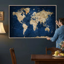 World Map Canvas Print – Framed Travel Map Wall Art for