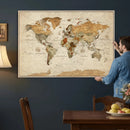 Rustic Vintage World Map Canvas Print – Framed Modern by MyGreatCanvas | Canvas Wall Art Prints | Photo Prints & Wall Decor